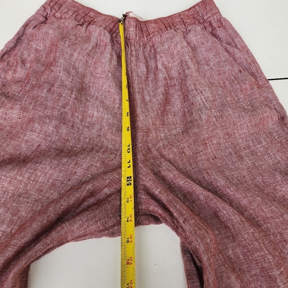 Cynthia Rowley Womens Pink 100% Linen Wide Leg Capri Pants Loose Pockets Sz L - Picture 5 of 11